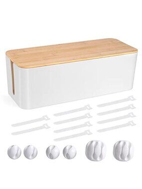 Cable Management Box Set Power Strip Cord Organizer Kit with Cable Clips Ties